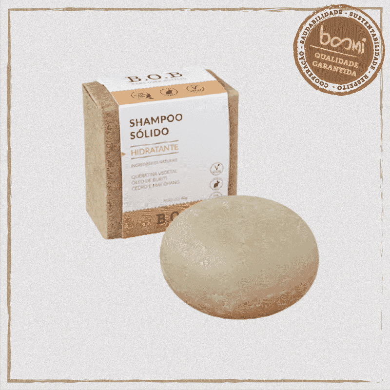 Shampoo em Barra Sólido Hidratante B.O.B 80g Boomi