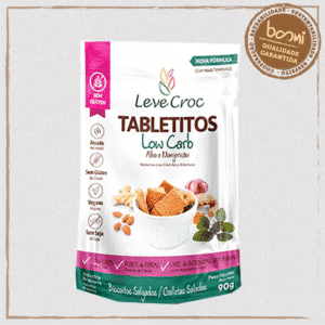 Biscoito Tabletito Alho e Manjericão Sem Glúten Low Carb Leve Crock 50g