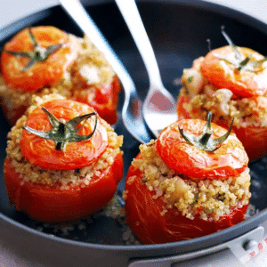 ingredientes da receita de tomates recheados com quinoa