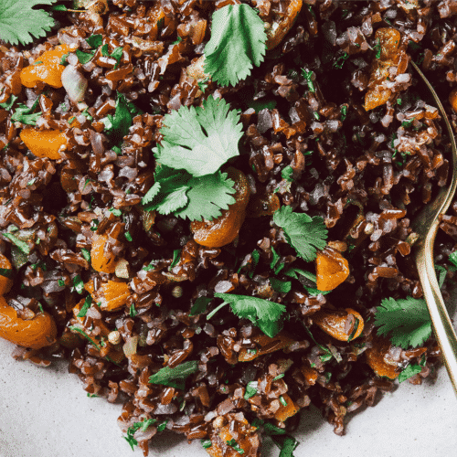 Receita de arroz vermelho com castanhas