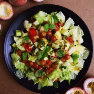 Ingredientes de Salada com Vinagrete de Maracujá