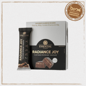 Radiance Joy Barra de Proteína Chocolate Vegana 50g Essential Nutrition 8 Unidades