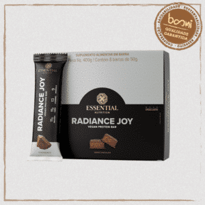 Radiance Joy Barra de Proteína Chocolate Vegana 50g Essential Nutrition 8 Unidades