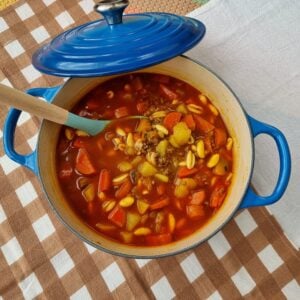 Sopa de legumes com carne moída