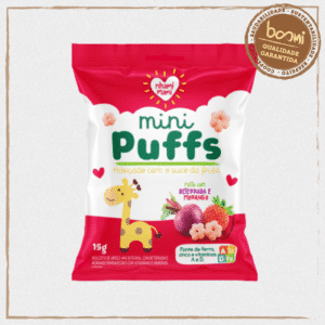 Snack Infantil Mini Puffs Beterraba e Morango Nhami Mami 15g