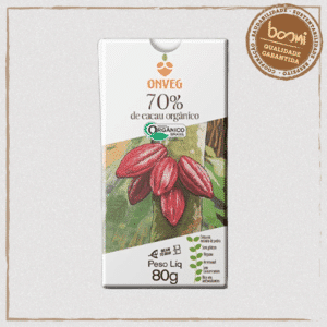 Chocolate 70% Cacau com Açúcar Demerara Orgânico Onveg 80g