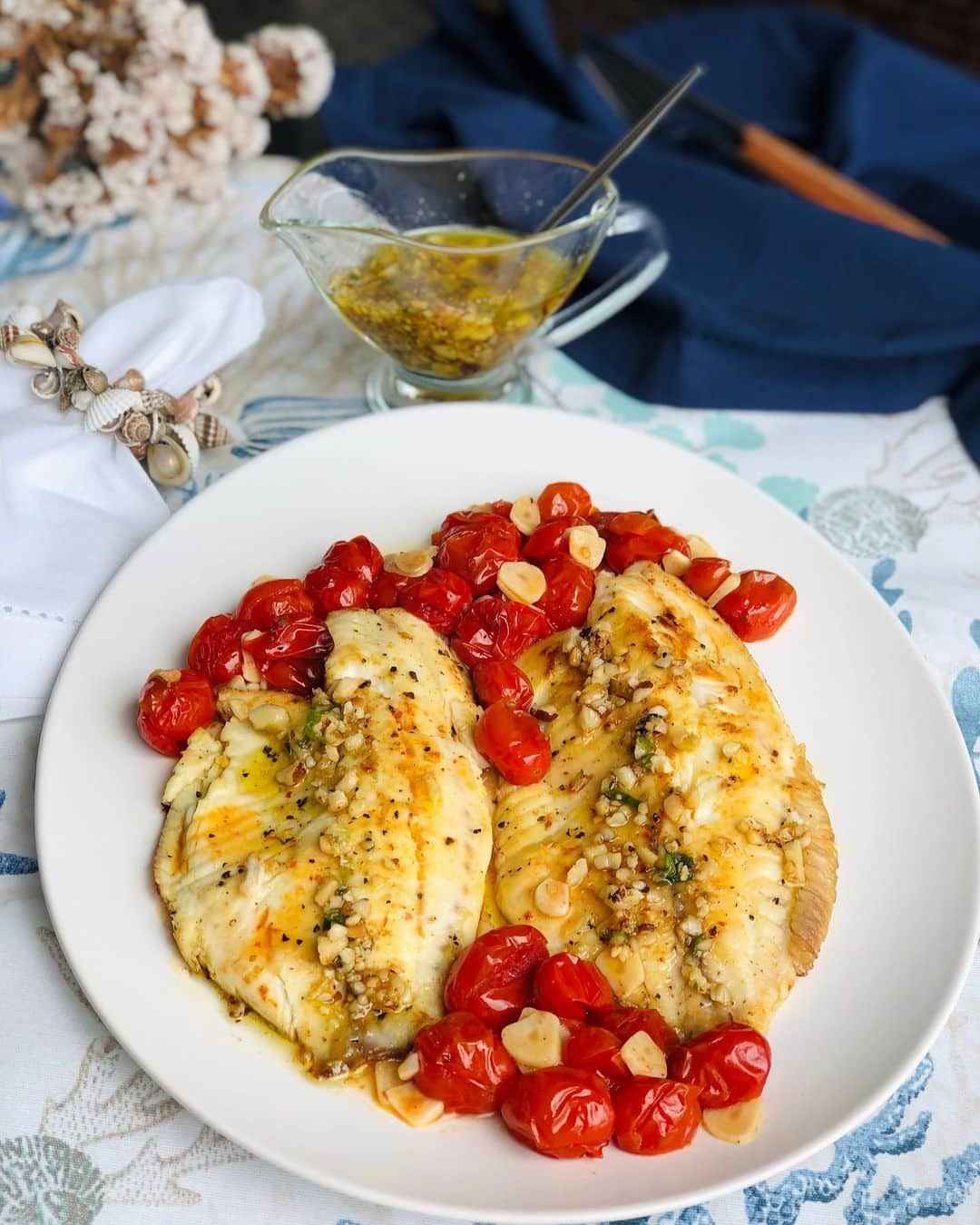 Ingredientes da Receita de Filé de tilápia com tomate confit e molho de castanha