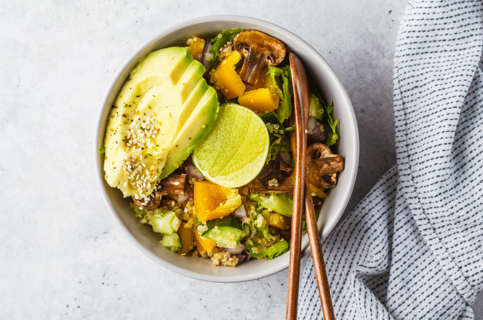 Ingredientes da Receita de Poke de quinoa com cogumelos