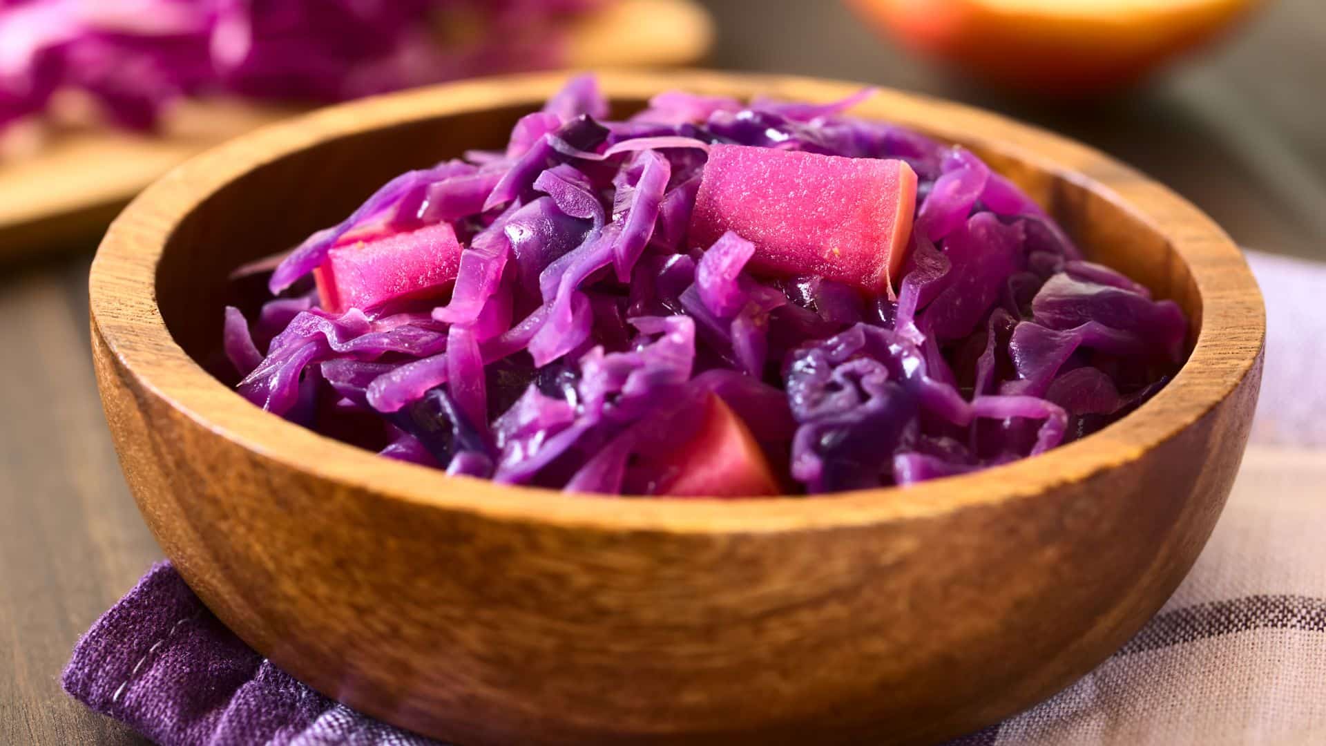 Ingredientes da Receita de Repolho roxo refogado agridoce
