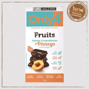 Chocolate 70% Cacau com Pêssego Sem Lactose Vegano Only4 70G